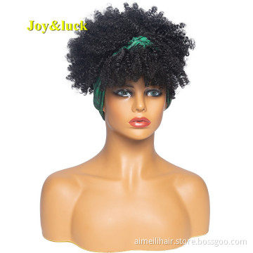 Head Band African Wholesale Green Hairband Kinky Curly Hair Wig for Black Women Afro Headband Wig Short Synthetic Wigs